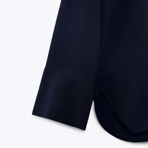 SOLD / Long Sleeves Navy Blue Fluid Blouse - Picture 6 of 7